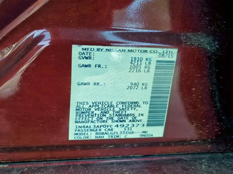 2015 NISSAN ALTIMA 2.5  