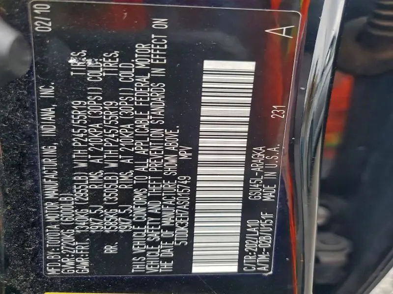 2010 TOYOTA HIGHLANDER LIMITED  