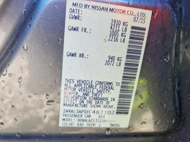 2015 NISSAN ALTIMA 2.5  