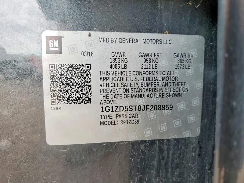2018 CHEVROLET MALIBU LT  
