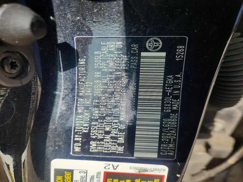 2012 TOYT AVALON BAS   