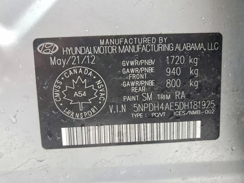 2013 HYUNDAI ELANTRA GLS  