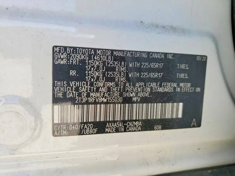 2021 TOYOTA RAV4 XLE  