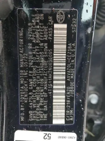 2022 TOYOTA CAMRY SE  