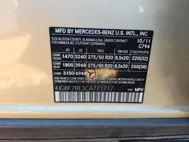 2012 MERCEDES-BENZ GL 450 4MATIC  