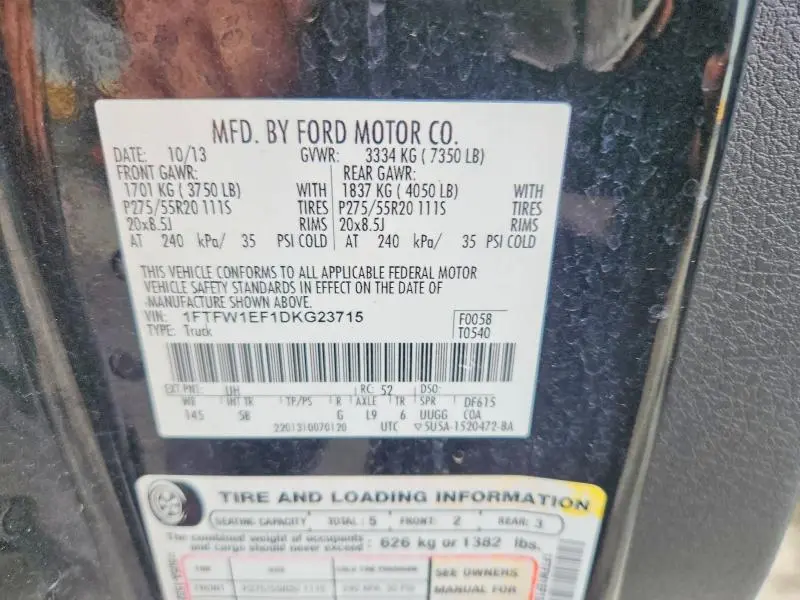 2013 FORD F150 SUPERCREW  