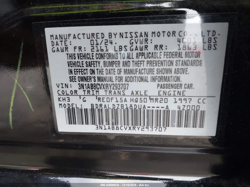 2024 NISSAN SENTRA SV XTRONIC CVT