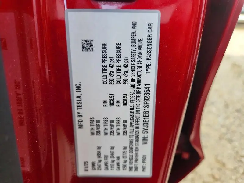 2025 TESLA MODEL 3   