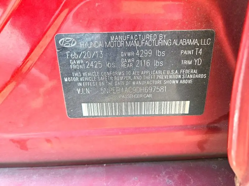 2013 HYUNDAI SONATA GLS  