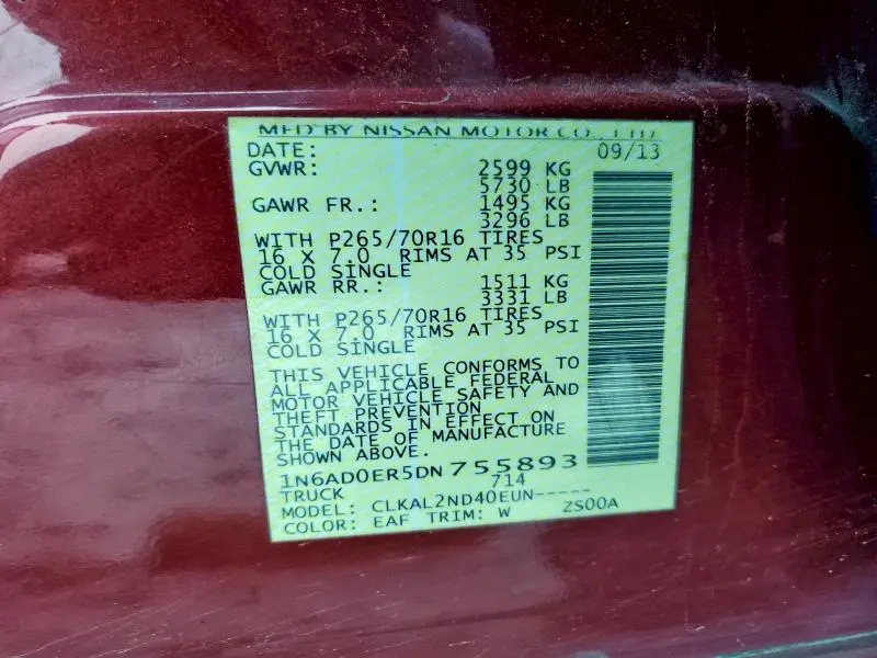 2013 NISSAN FRONTIER S  