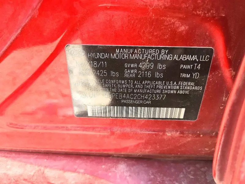 2012 HYUNDAI SONATA GLS  