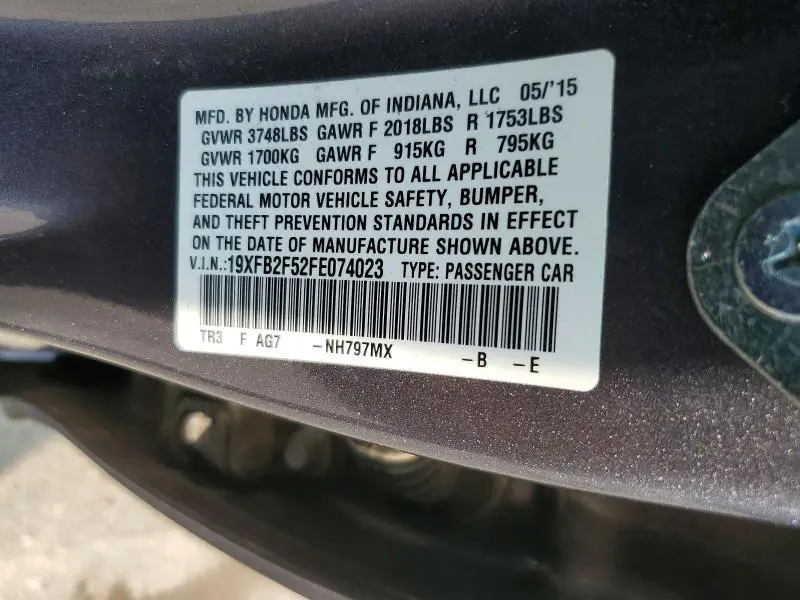 2015 HONDA CIVIC LX  