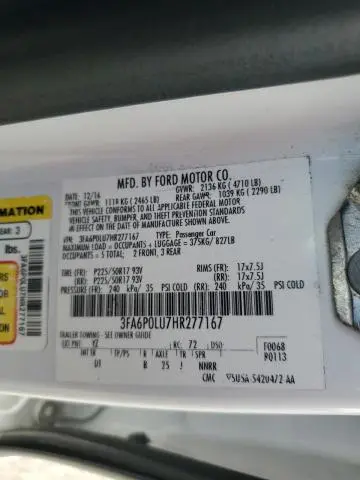 2017 FORD FUSION SE HYBRID  