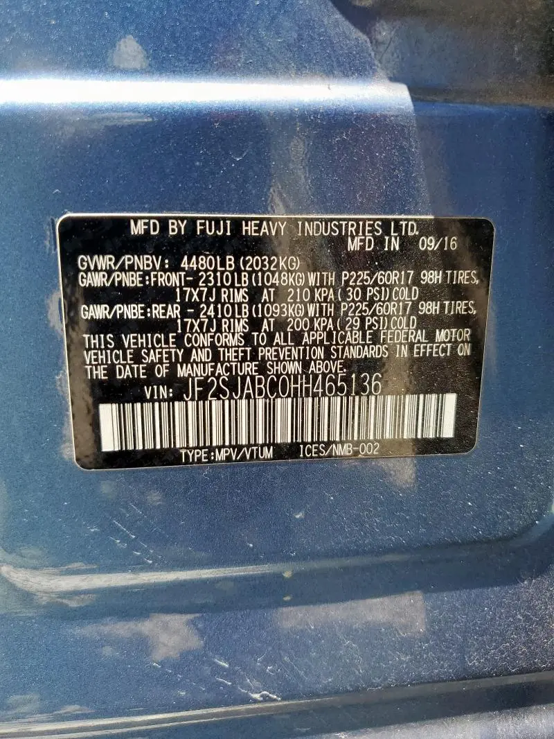 2017 SUBARU FORESTER 2.5I  