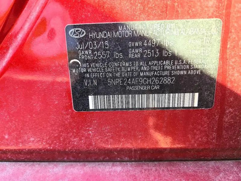 2016 HYUNDAI SONATA SE  