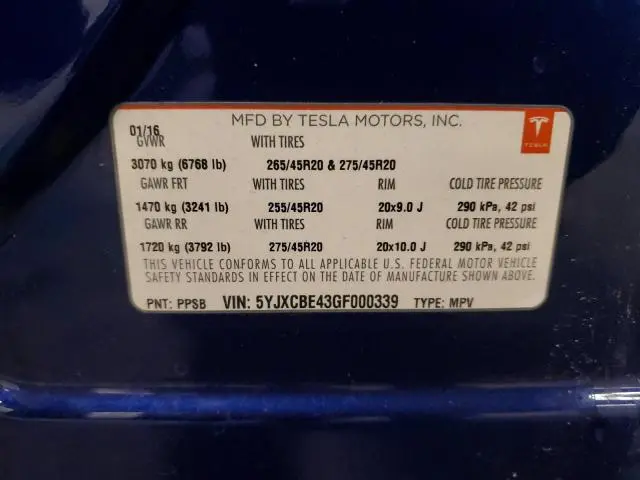 2016 TESLA MODEL X 