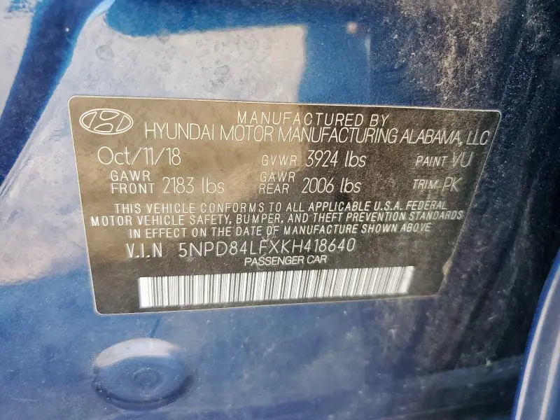 2019 HYUNDAI ELANTRA SEL  