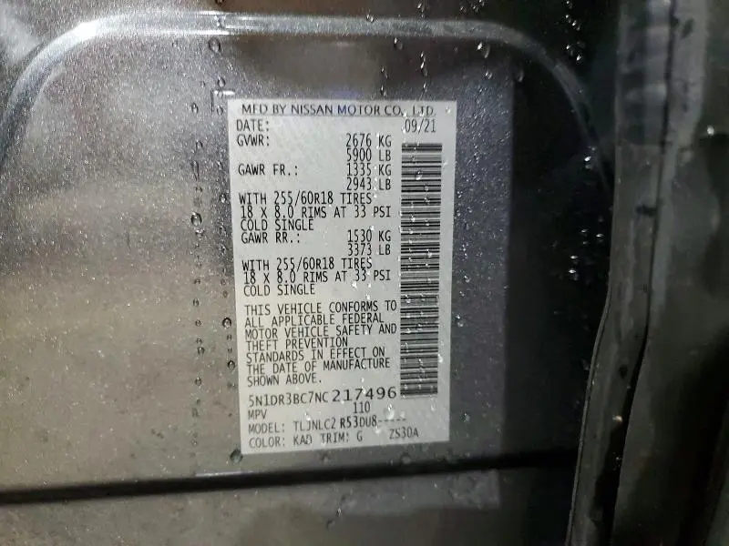 2022 NISSAN PATHFINDER SV  