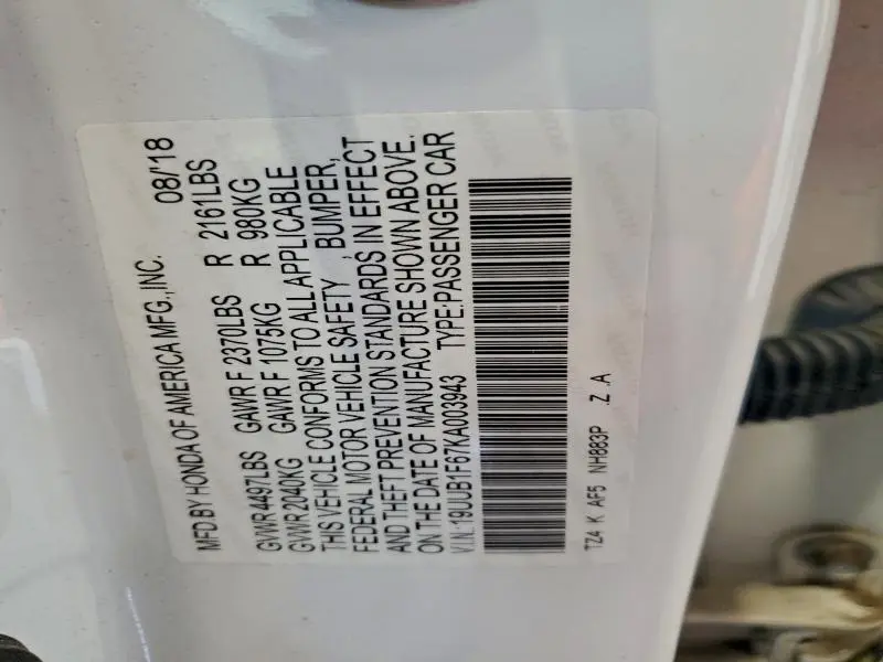 2019 ACURA TLX TECHNOLOGY  