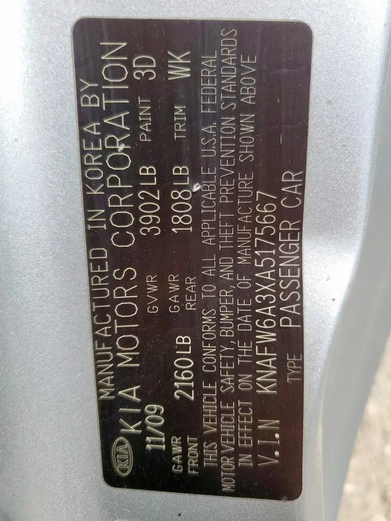 2010 KIA FORTE SX  