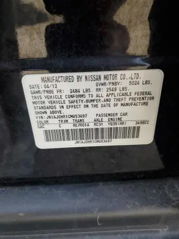 2012 INFINITI EX35 BASE  