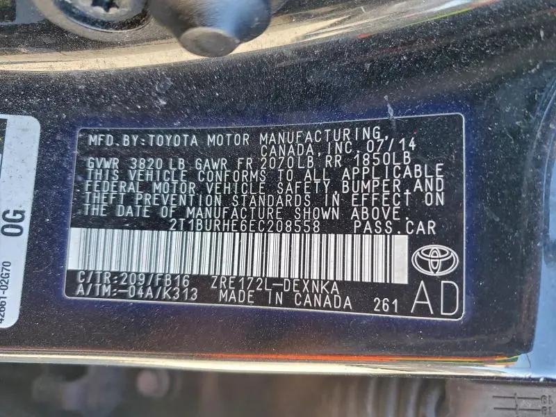 2014 TOYOTA COROLLA L  