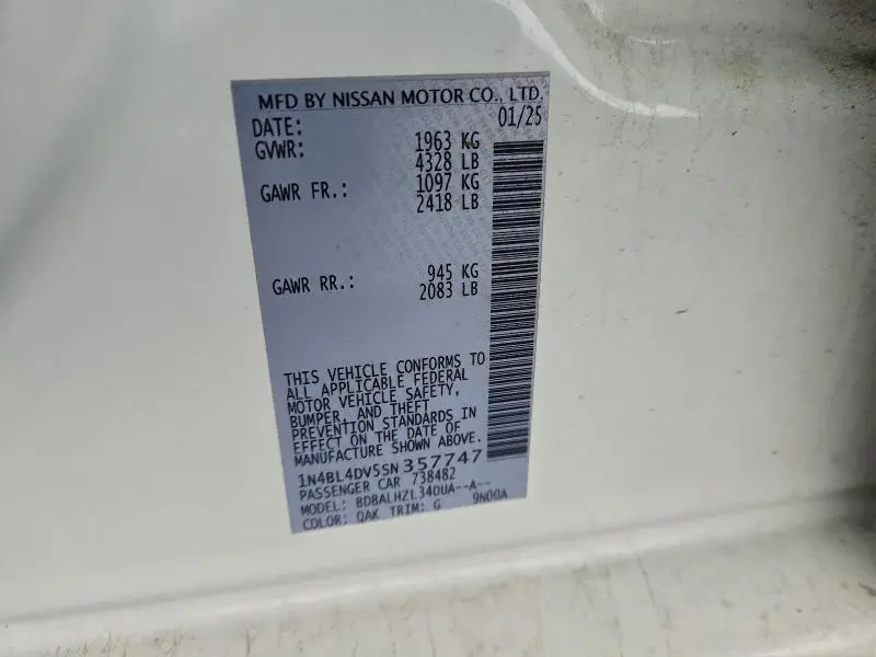 2025 NISSAN ALTIMA SV  