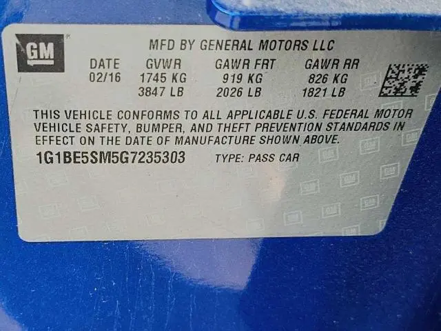 2016 CHEVROLET CRUZE LT  