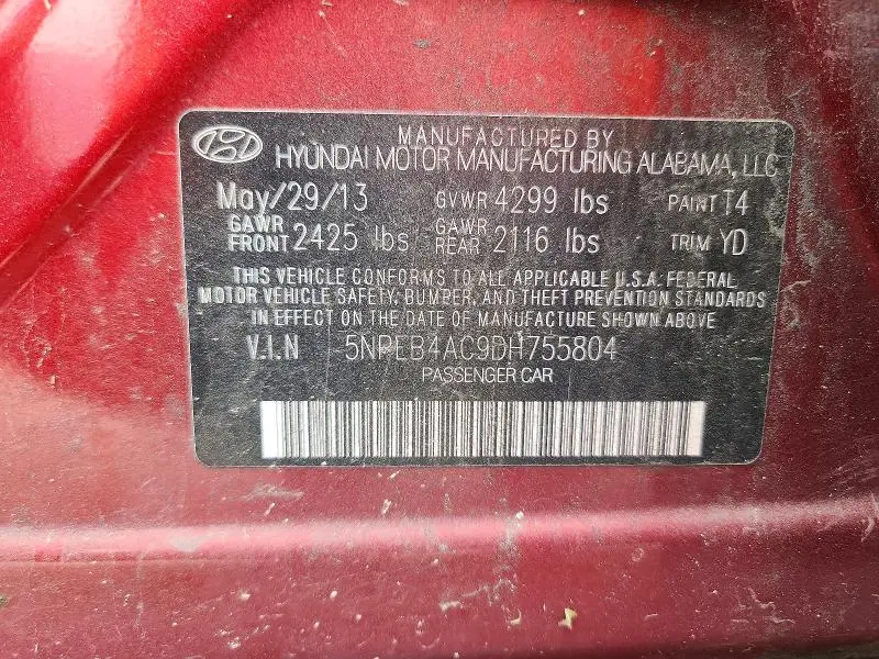 2013 HYUNDAI SONATA GLS  