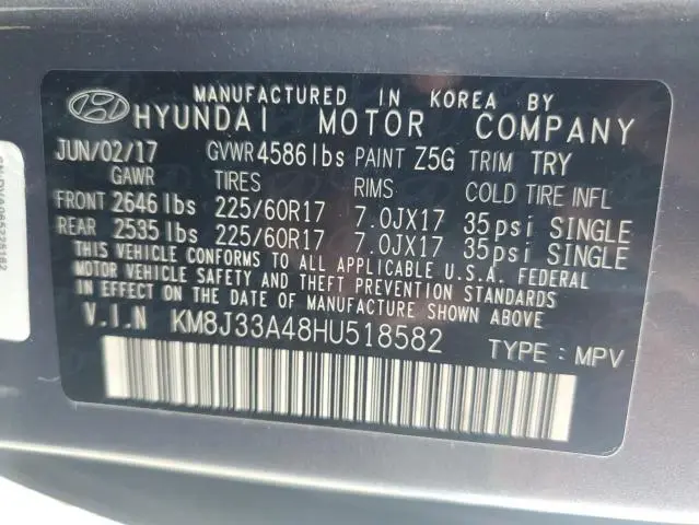 2017 HYUNDAI TUCSON LIMITED  