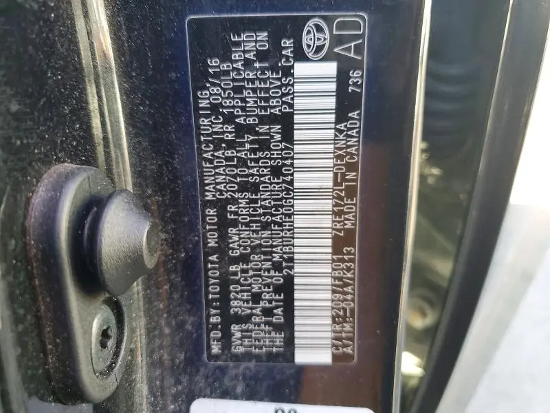 2016 TOYOTA COROLLA LE  