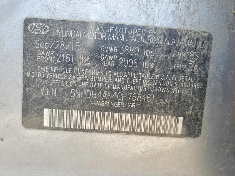 2016 HYUNDAI ELANTRA SE  