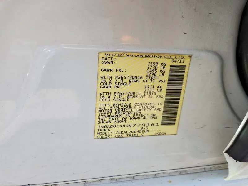 2013 NISSAN FRONTIER S  