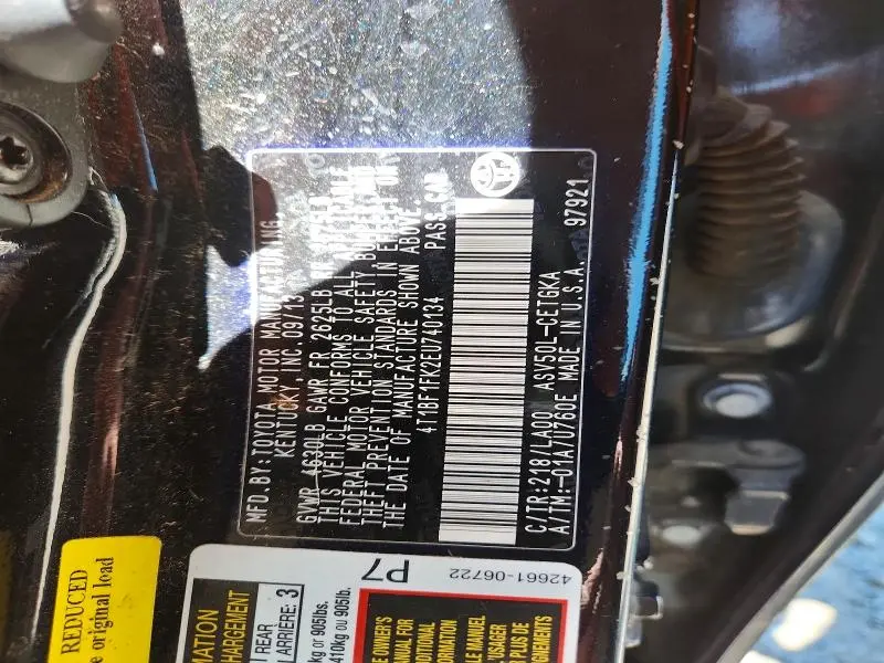 2014 TOYOTA CAMRY XLE  
