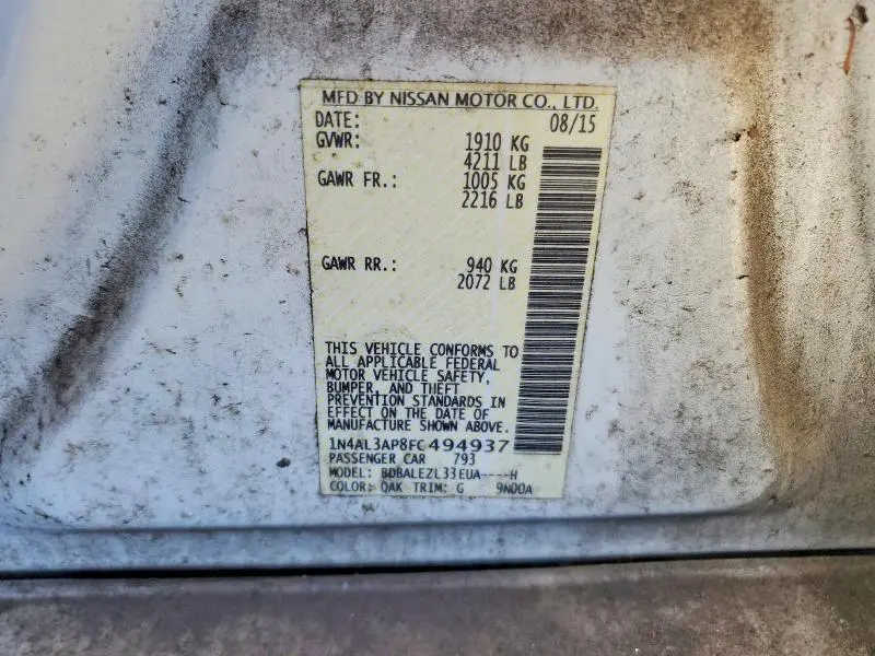 2015 NISSAN ALTIMA 2.5  