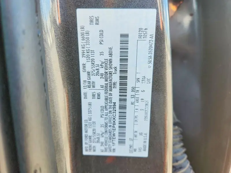 2019 FORD F150 SUPERCREW  