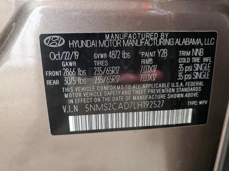 2020 HYUNDAI SANTA FE SE  