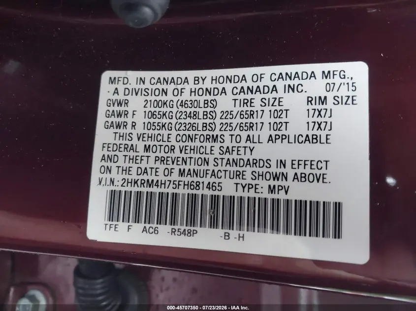 2015 HONDA CR-V EX-L