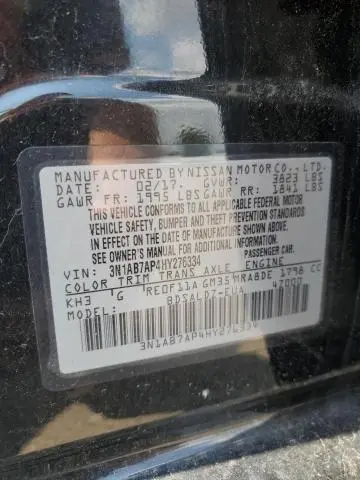 2017 NISSAN SENTRA S  