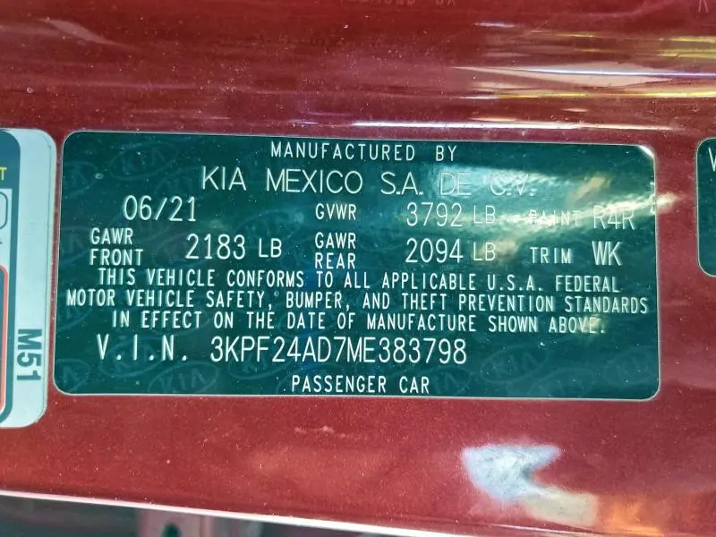 2021 KIA FORTE FE  