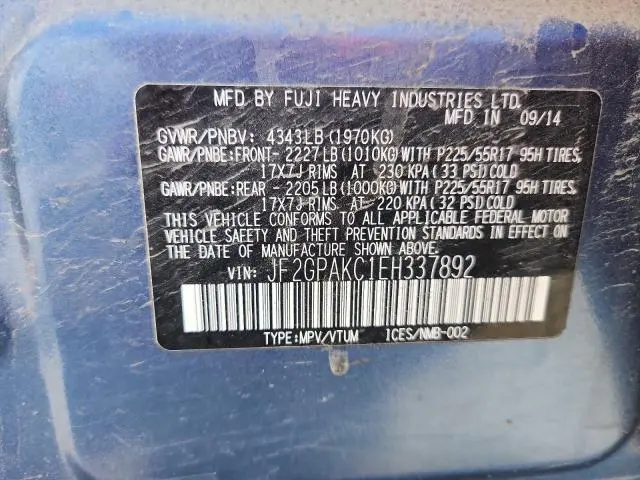 2014 SUBARU XV CROSSTREK 2.0 LIMITED  