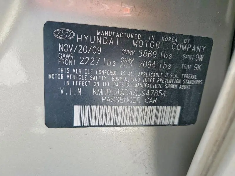 2010 HYUNDAI ELANTRA GLS  
