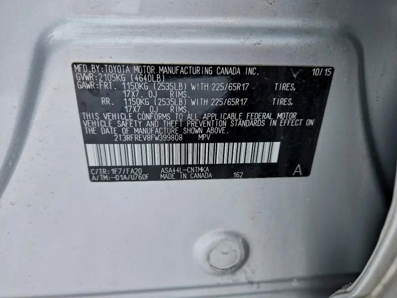 2015 TOYOTA RAV4 XLE  