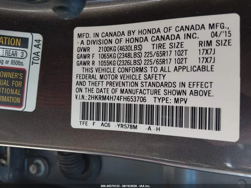 2015 HONDA CR-V EX-L