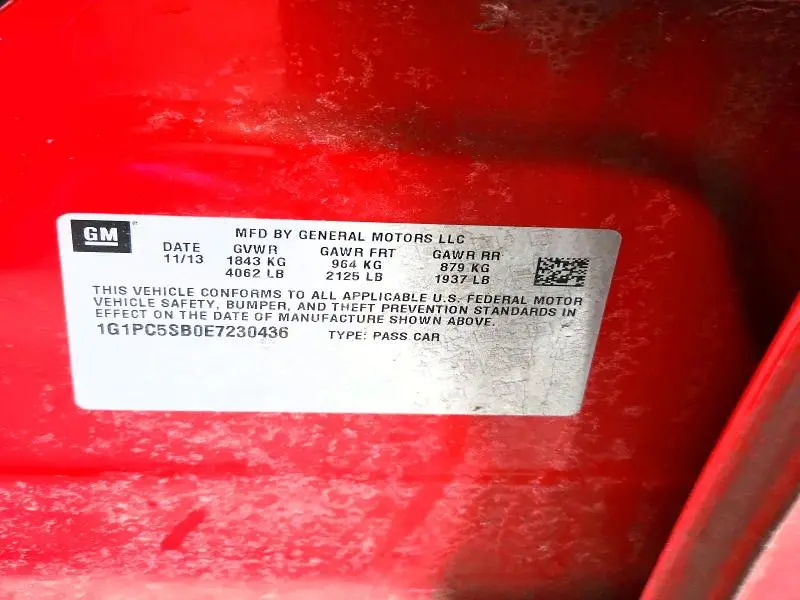 2014 CHEVROLET CRUZE LT  