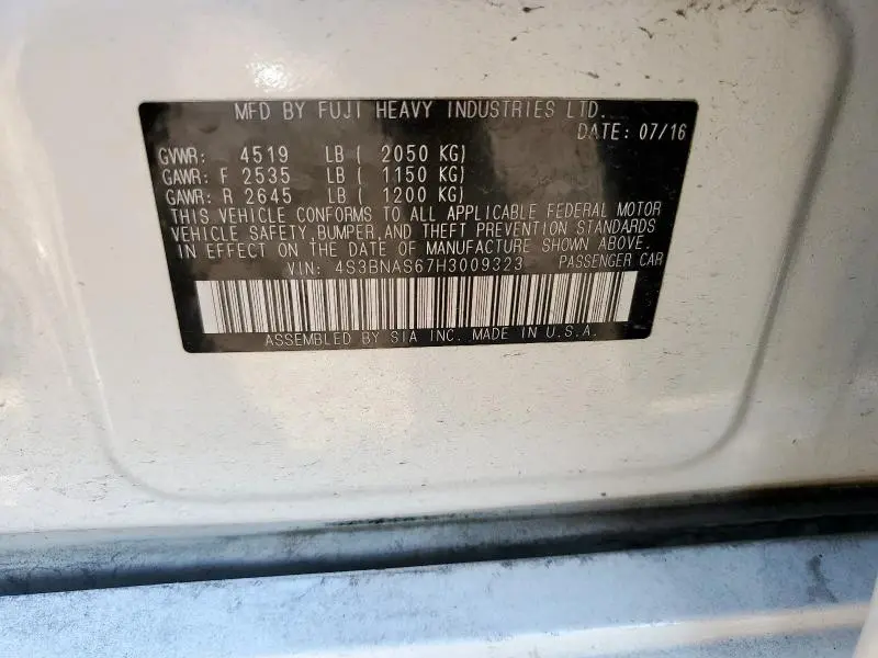 2017 SUBARU LEGACY SPORT