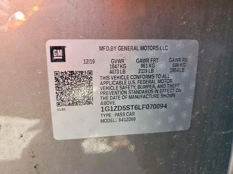 2020 CHEVROLET MALIBU LT  