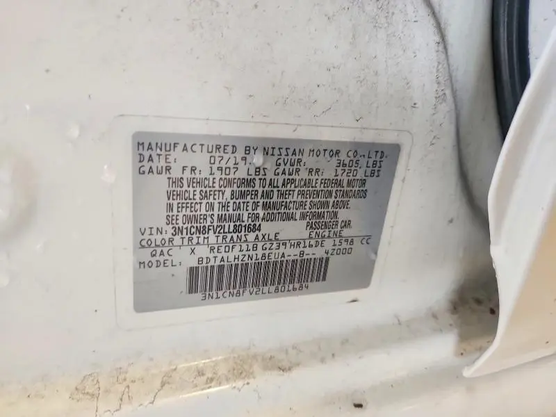 2020 NISSAN VERSA SR  