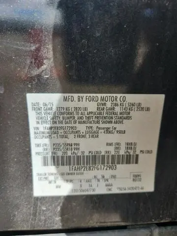 2015 FORD TAURUS SEL  