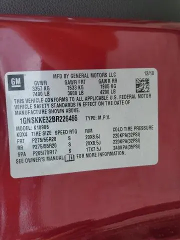 2011 CHEVROLET SUBURBAN K1500 LTZ  